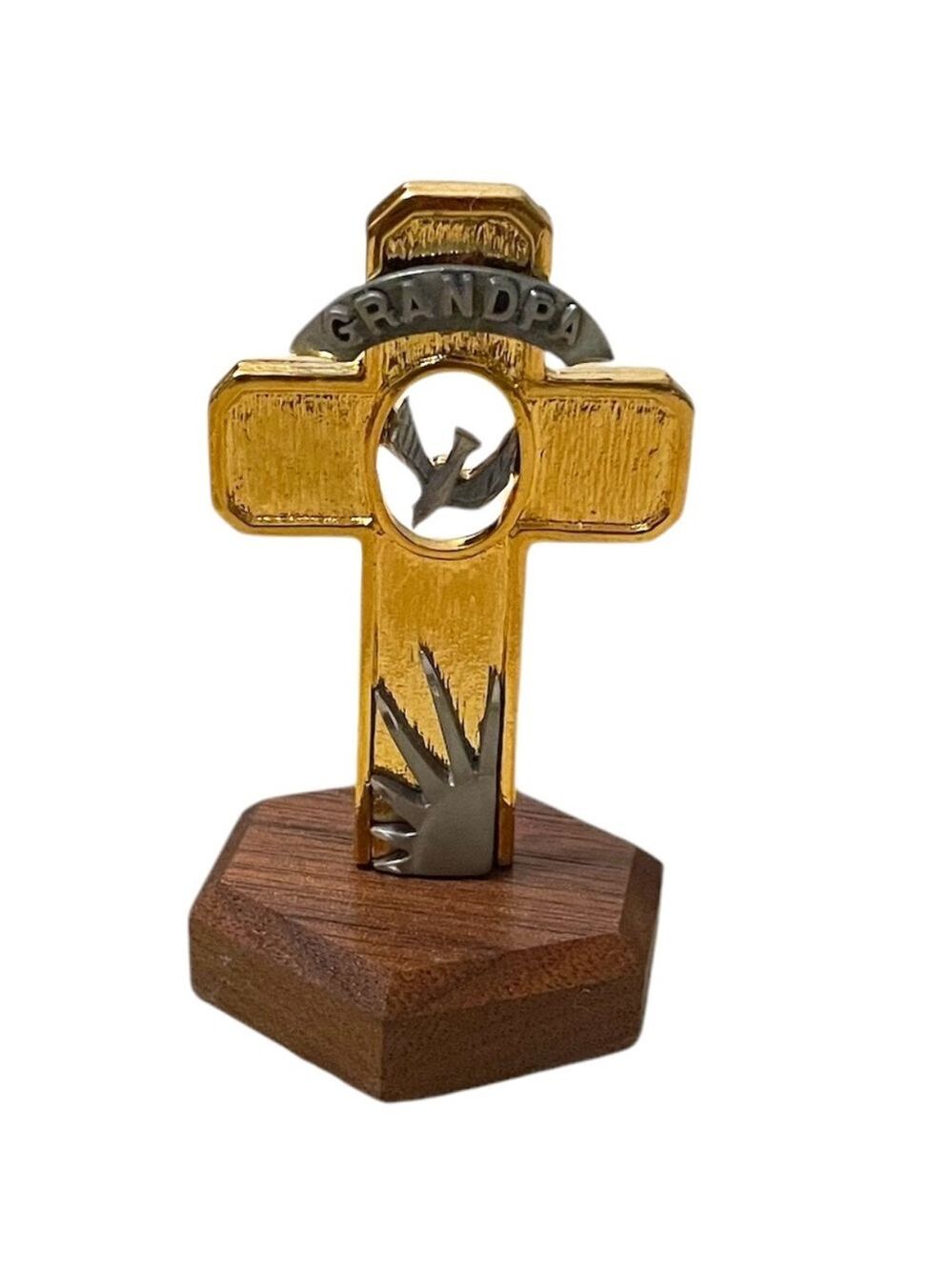 New Grandpa Stand-Up Metal Holy Spirit Cross - 3"